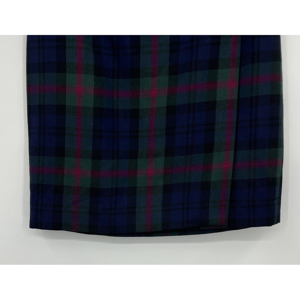 Vintage Chelsea Cambell Petites Lined Wool Mini Wrap Skirt Size 6 Plaid Academia - Picture 3 of 9